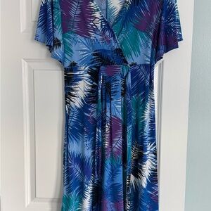 Tropical Print Wrap Dress